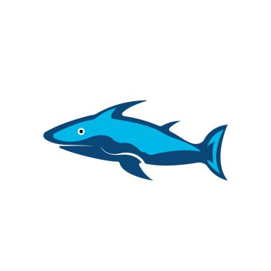 Köpekbalığı simgesi logo tasarımı vektör çizimi