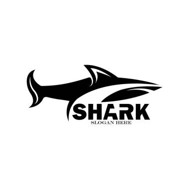 Köpekbalığı simgesi logo tasarımı vektör çizimi
