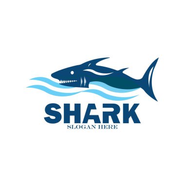 Köpekbalığı simgesi logo tasarımı vektör çizimi