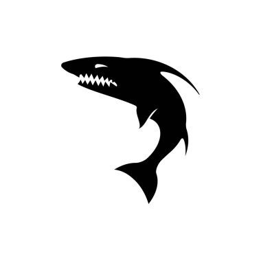 Köpekbalığı simgesi logo tasarımı vektör çizimi