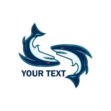 Köpekbalığı simgesi logo tasarımı vektör çizimi