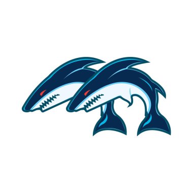 Köpekbalığı simgesi logo tasarımı vektör çizimi