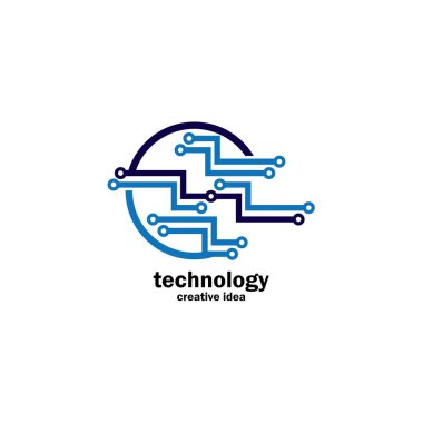 Teknoloji Logosu Şablonu Tasarım Vektörü Amblem Tasarımı Yaratıcı Tasarım Sembolü veya Simgesi
