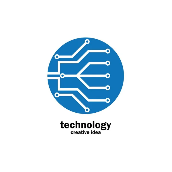 Tecnologia Logo Template Design Emblema Vettoriale Design Concetto Simbolo Creativo — Vettoriale Stock