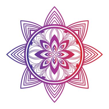 Beyaz izole arka planda yuvarlak gradyan mandala. Vector boho mandala renkleri. Çiçek desenli mandala. Yoga şablonu