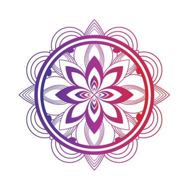 Beyaz izole arka planda yuvarlak gradyan mandala. Vector boho mandala renkleri. Çiçek desenli mandala. Yoga şablonu