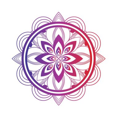 Beyaz izole arka planda yuvarlak gradyan mandala. Vector boho mandala renkleri. Çiçek desenli mandala. Yoga şablonu