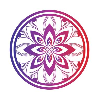 Beyaz izole arka planda yuvarlak gradyan mandala. Vector boho mandala renkleri. Çiçek desenli mandala. Yoga şablonu