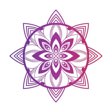 Beyaz izole arka planda yuvarlak gradyan mandala. Vector boho mandala renkleri. Çiçek desenli mandala. Yoga şablonu