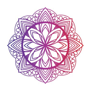 Beyaz izole arka planda yuvarlak gradyan mandala. Vector boho mandala renkleri. Çiçek desenli mandala. Yoga şablonu
