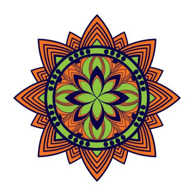 Beyaz izole arka planda yuvarlak gradyan mandala. Vector boho mandala renkleri. Çiçek desenli mandala. Yoga şablonu