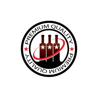 Şarap şişesi ve cam logo sembolü vektör çizimi