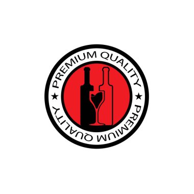 Şarap şişesi ve cam logo sembolü vektör çizimi