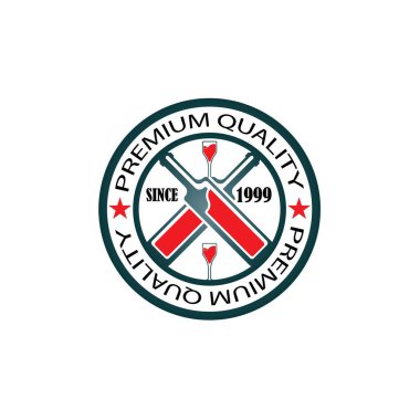 Şarap şişesi ve cam logo sembolü vektör çizimi