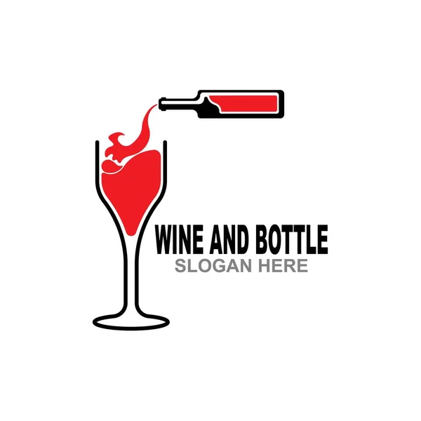 Векторная Иллюстрация Логотипа Бутылки Вина Стекла — стоковый вектор