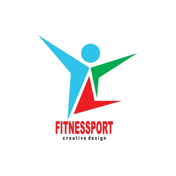 Spor Fitness Şampiyonu Logo Tasarım Vektör Şablonu Etkin Çalışma Konsepti — Stok Vektör