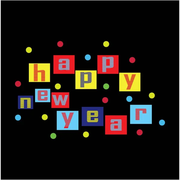 Happy New Year Colorful Lettering Design Background Vector Illustration — Image vectorielle