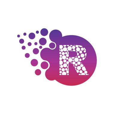 Noktalar Harfi R Logosu. R Harfi Tasarım Vektör Şablonu