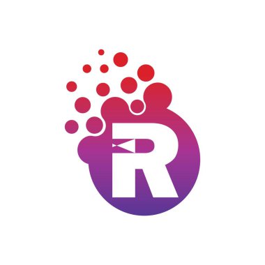 Noktalar Harfi R Logosu. R Harfi Tasarım Vektör Şablonu