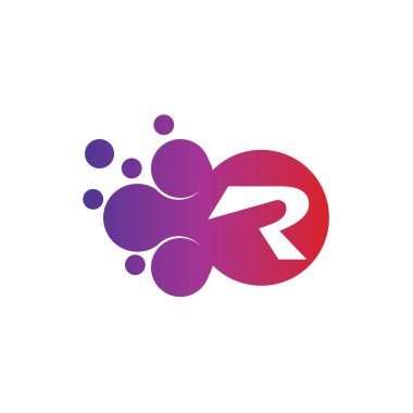 Noktalar Harfi R Logosu. R Harfi Tasarım Vektör Şablonu