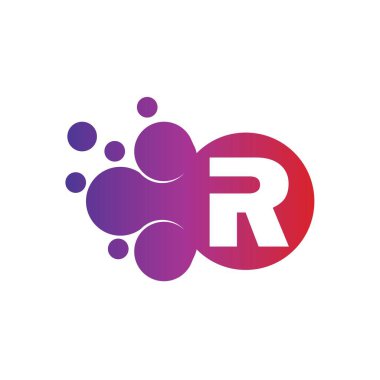 Noktalar Harfi R Logosu. R Harfi Tasarım Vektör Şablonu