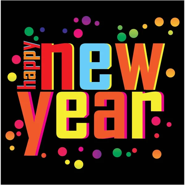 Happy New Year Colorful Lettering Design Background Vector Illustration — Image vectorielle