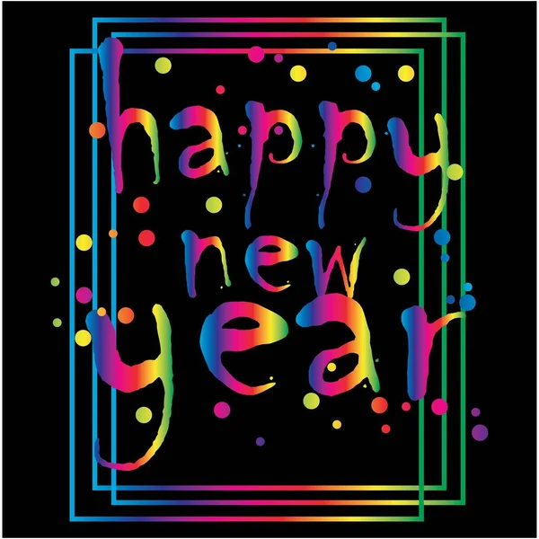 Happy New Year Colorful Lettering Design Background Vector Illustration — Image vectorielle