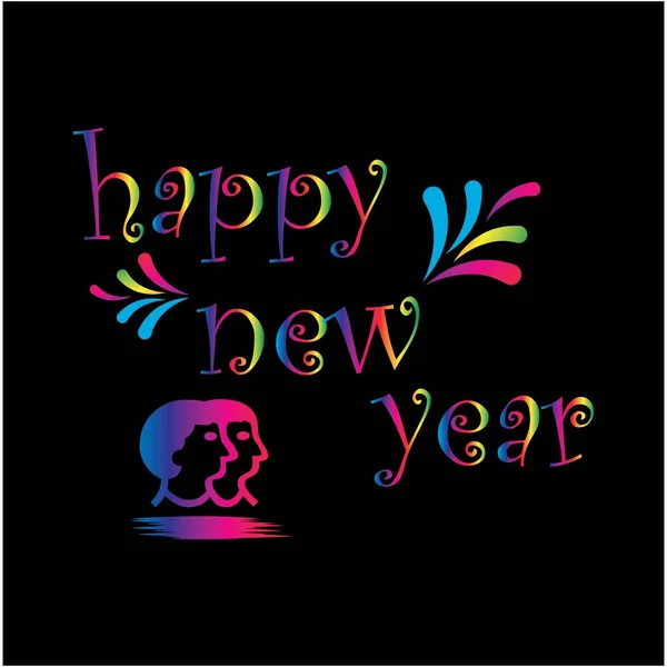 Happy New Year Colorful Lettering Design Background Vector Illustration — Image vectorielle