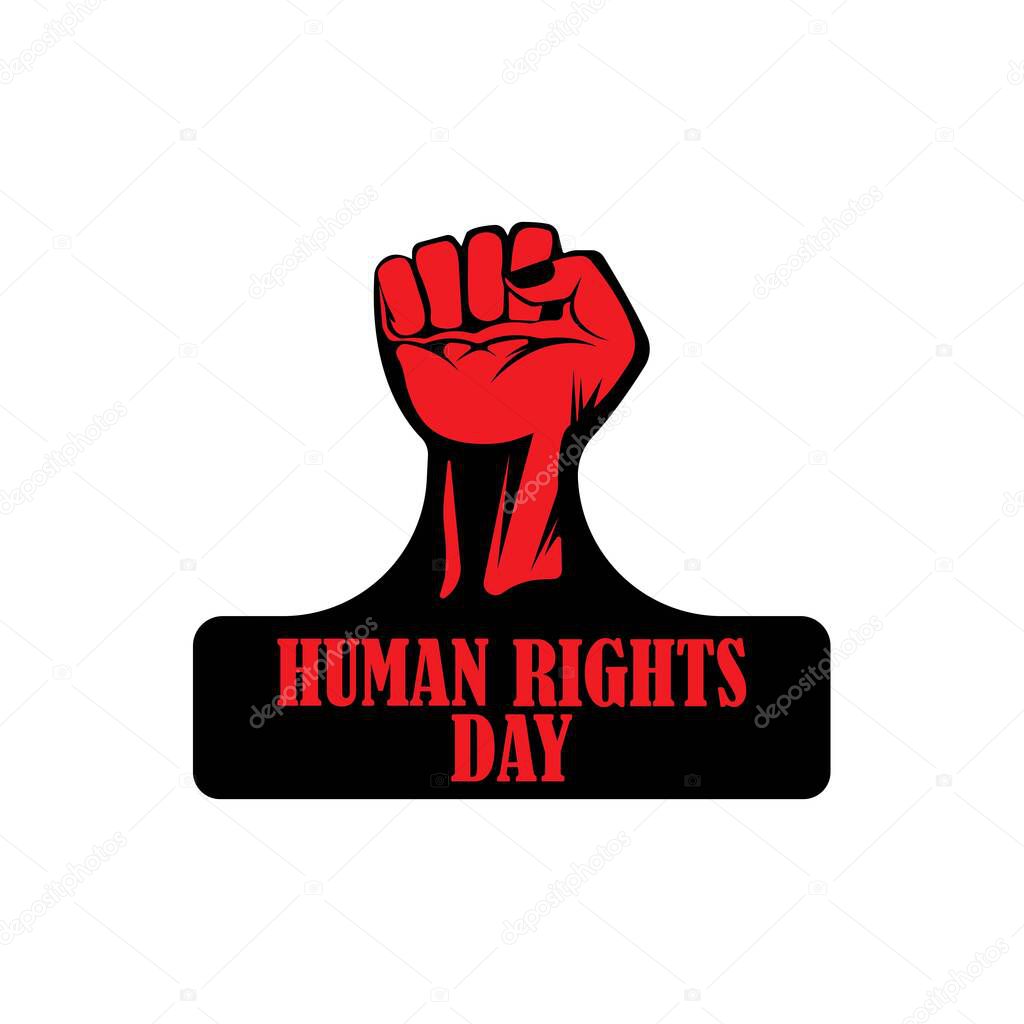 Human Rights Day vector illustration, vector human rights  day background or banner with man hand. red workers may day poster