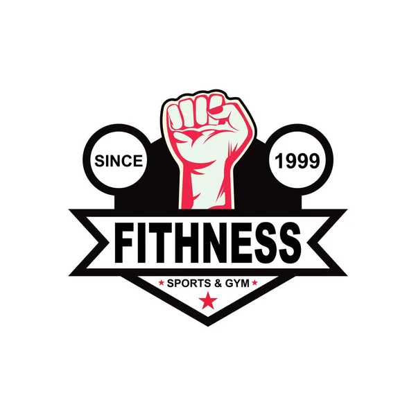 Gym Fitness Emblem Label Badge Logo Design Element — Stock vektor