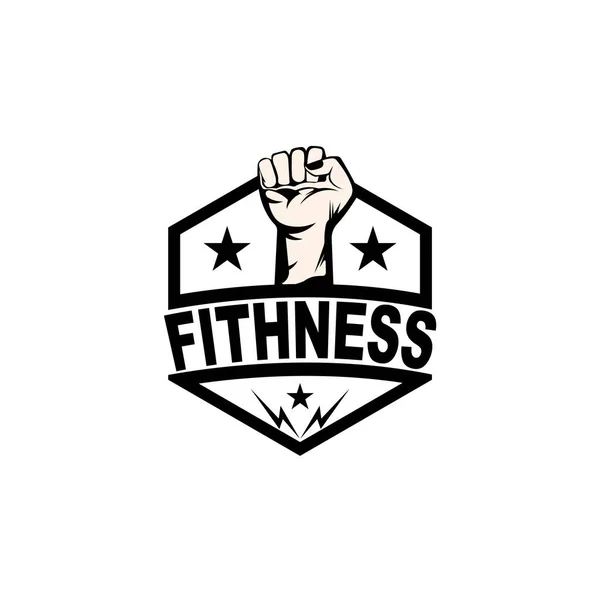 Gym Fitness Emblem Label Badge Logo Design Element — Stok Vektör