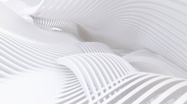 Soyut Eğri Şekiller. Beyaz Dairesel Arkaplan. Soyut arkaplan. 3d illüstrasyon