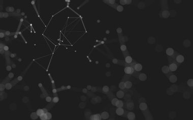 Soyut arkaplan. Çokgen şekilli molekül teknolojisi, noktaları ve çizgileri birleştiriyor. Bağlantı yapısı. Büyük veri görselleştirmesi. 