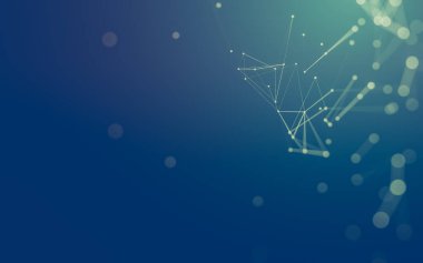 Soyut arkaplan. Çokgen şekilli molekül teknolojisi, noktaları ve çizgileri birleştiriyor. Bağlantı yapısı. Büyük veri görselleştirmesi.