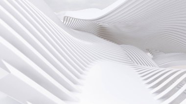 Soyut Eğri Şekiller. Beyaz Dairesel Arkaplan. Soyut arkaplan. 3d illüstrasyon