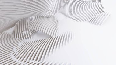 Soyut Eğri Şekiller. Beyaz Dairesel Arkaplan. Soyut arkaplan. 3d illüstrasyon