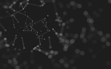 Soyut arkaplan. Çokgen şekilli molekül teknolojisi, noktaları ve çizgileri birleştiriyor. Bağlantı yapısı. Büyük veri görselleştirmesi. 