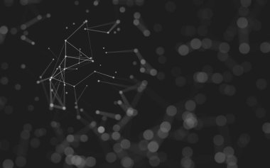 Soyut arkaplan. Çokgen şekilli molekül teknolojisi, noktaları ve çizgileri birleştiriyor. Bağlantı yapısı. Büyük veri görselleştirmesi. 