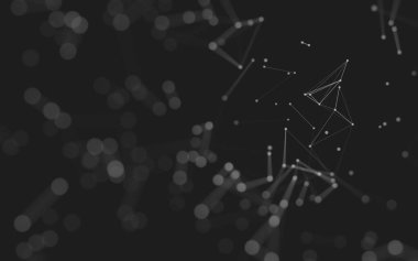 Soyut arkaplan. Çokgen şekilli molekül teknolojisi, noktaları ve çizgileri birleştiriyor. Bağlantı yapısı. Büyük veri görselleştirmesi. 