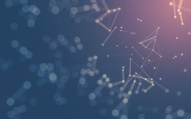 Soyut arkaplan. Çokgen şekilli molekül teknolojisi, noktaları ve çizgileri birleştiriyor. Bağlantı yapısı. Büyük veri görselleştirmesi.