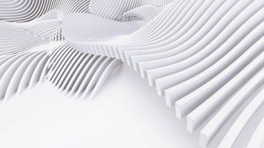 Soyut Eğri Şekiller. Beyaz Dairesel Arkaplan. Soyut arkaplan. 3d illüstrasyon