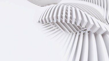 Soyut Eğri Şekiller. Beyaz Dairesel Arkaplan. Soyut arkaplan. 3d illüstrasyon