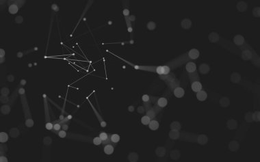 Soyut arkaplan. Çokgen şekilli molekül teknolojisi, noktaları ve çizgileri birleştiriyor. Bağlantı yapısı. Büyük veri görselleştirmesi. 