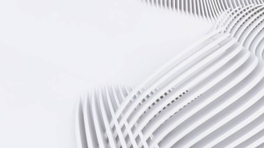 Soyut Eğri Şekiller. Beyaz Dairesel Arkaplan. Soyut arkaplan. 3d illüstrasyon