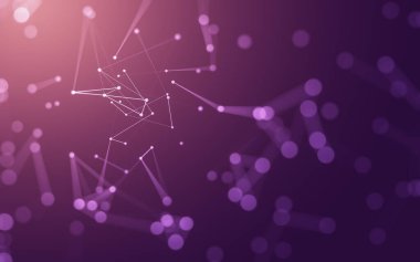 Soyut arkaplan. Çokgen şekilli molekül teknolojisi, noktaları ve çizgileri birleştiriyor. Bağlantı yapısı. Büyük veri görselleştirmesi.