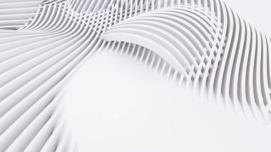 Soyut Eğri Şekiller. Beyaz Dairesel Arkaplan. Soyut arkaplan. 3d illüstrasyon