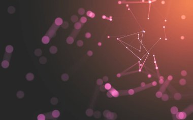 Soyut arkaplan. Çokgen şekilli molekül teknolojisi, noktaları ve çizgileri birleştiriyor. Bağlantı yapısı. Büyük veri görselleştirmesi.