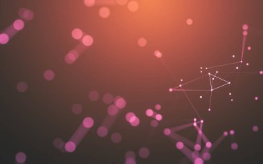 Soyut arkaplan. Çokgen şekilli molekül teknolojisi, noktaları ve çizgileri birleştiriyor. Bağlantı yapısı. Büyük veri görselleştirmesi.