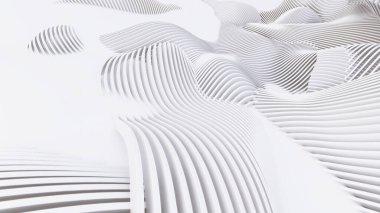 Soyut Eğri Şekiller. Beyaz Dairesel Arkaplan. Soyut arkaplan. 3d illüstrasyon