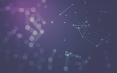 Soyut arkaplan. Çokgen şekilli molekül teknolojisi, noktaları ve çizgileri birleştiriyor. Bağlantı yapısı. Büyük veri görselleştirmesi.